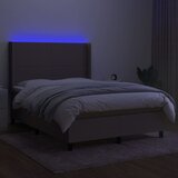  Krevet box spring s madracem LED smeđesivi 140x200 cm tkanina | shoptok.hr