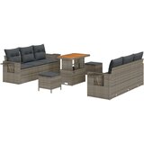 9-delni vrtni sofa set z blazinami siva poli ratan akacija Cene