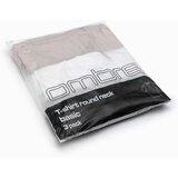 Ombre BASIC men's cotton shirt set with round neckline - gray-green/white/beige | Eponuda.ba