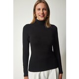  Women's Black High Neck Wrap Elastic Knitted Blouse | Shoptok.si