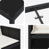 vidaXL set od 5 komada za objedovanje u vrtu s jastučićima crni poli ratan, vrtni stol crni 80x80x73 cm kaljeno staklo | shoptok.hr