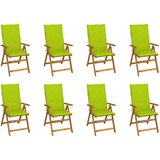 Sklopive stolice s jastucima 8 kom. Masivno bagremovo drvo Zelena 120 x 50 x 3 cm | shoptok.hr
