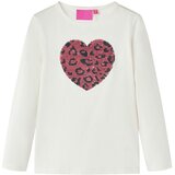 vidaXL Otroška majica z dolgimi rokavi motiv srca iz bleščic ekru 92 | Shoptok.si