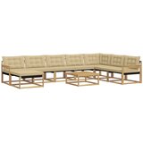  Set vanjskih sofa 9 pcs Bijela i bež Čvrsto drvo akacije | Eponuda.com