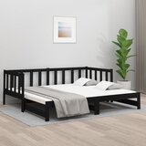  Dnevni ležaj na izvlačenje crni 2x (80x200) cm masivna borovina | shoptok.hr