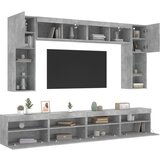 vidaXL 8-dijelni set zidnih TV ormarića s LED svjetlima boja betona | shoptok.hr