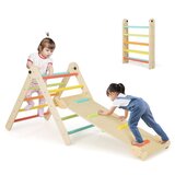  Piklerov trokut 3 u 1, sklopiv i visinski podesiv, drvena penjalica, šarena | shoptok.hr