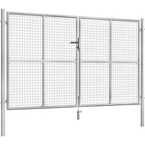 vidaXL Vrtna vrata pocinkano jeklo 306x200 cm srebrna | Shoptok.si