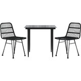  3-dijelni vrtni blagovaonski set od poliratana crni Crna Dužina stola 80 cm | Shoptok.si