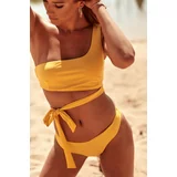 FASARDI Two-piece asymmetrical yellow swimsuit