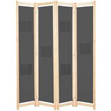 vidaXL Sobna pregrada s 4 panela od tkanine 160 x 170 x 4 cm siva Cijene