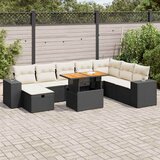 vidaXL 9-dijelni set vrtnih sofa s jastucima crni od poliratana bagrem Cijene