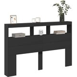 Ormarić za uzglavlje s LED svjetlima crni 160 x 17 x 102 cm | shoptok.hr