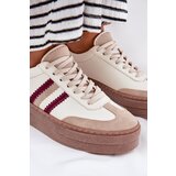 Zazoo Leather Women's Sneakers On Platform N1234 Beige-Red | Shoptok.si