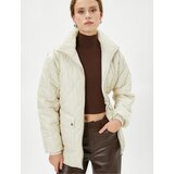Koton Quilted Coat with Zipper Pockets and Slit Detail Cene
