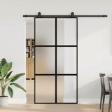 vidaXL Klizna vrata s priborom crna 102,5 x 205 cm kaljeno staklo | shoptok.hr