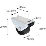 Wagner Fiksno kolo za pohištvo, širina kolesa 13 mm, DE 20 kosov, Ø 25 mm, nosilnost 40 kg | Shoptok.si