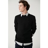 Avva Men's Black Sweatshirt Crew Neck Flexible Soft Texture Interlock Fabric Standard Fit Regular Fit Cene