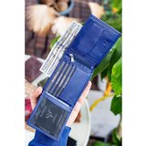 Garbalia Arnold Men's Navy Blue Genuine Leather Wallet with Zipper Compartment and Coin Compartment | ePonuda.com