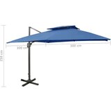  Konzolni suncobran s dvostrukim vrhom 300 x 300 cm azurni | shoptok.hr