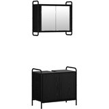  Set ormarića za kupaonicu 2 kom. Crni hrast 65,5 x 34 x 61 cm Slike