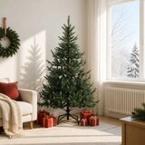  Umjetno božićno drvce s nogom 180 cm PVC i metal Zelena - Zelena 180 cm bez LED svjetala | shoptok.hr