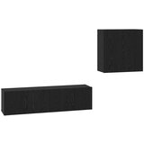 vidaXL Set TV omaric s polico s shranjevanjem z vrati 4 pcs Črni hrast 120 x 30 x 30 cm | Shoptok.si
