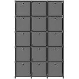 vidaXL Police za izlaganje s 15 kutija od tkanine 103x30x175,5 cm sive | shoptok.hr