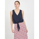 Vila Dark blue short top with binding Anika - Women