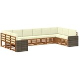  Set vanjskih sofa s jastukom 10 pcs Prirodna i krem Poliester | shoptok.hr