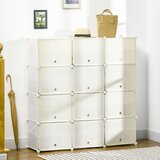 HOMCOM Prostorsko varčna modularna notranja omara za čevlje z odprtinami za prezračevanje, 12 kock iz PP plastike in jekla, 125x32x125cm, bela, prosojna, (20746071) Cene