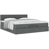 vidaXL Otomanski posteljni okvir z vzmetnico temno siv 200x200 cm | Shoptok.si