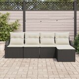 vidaXL set vrtnog kauča set od 5 crna i krema ratan i poliester | shoptok.hr