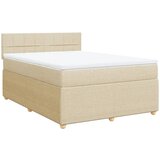 vidaXL Box spring postelja z vzmetnico krem 160x200 cm blago, (21310960) | Shoptok.si