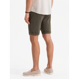 Ombre Men's knit shorts with rolled up legs - olive Cijene