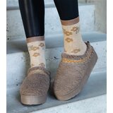 Gemre Brown platform snow boots with low shaft and embroidered Greene pattern | Shoptok.si