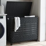vidaXL Košara za rublje s kotačima crna 66x35x60 cm od ratana u