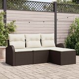  Set sofe s jastukom s pohranom 4 pcs Smeđa i bijela poliratan | shoptok.hr
