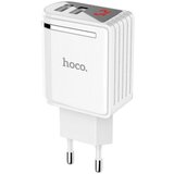 Hoco Punjač / adapter USB, univerzalni, dupli, LED prikazivač, 2.4A, bijeli Cijene