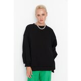 Trendyol Black Slit Detailed Raised Oversize Knitted Cene