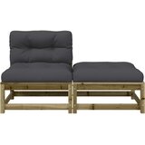  Vrtna sofa bez naslona za ruke s jastucima i tabureom Smeđa | shoptok.hr