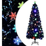 vidaXL Novoletna jelka z LED snežinkami črna 210 cm optična vlakna | Shoptok.si