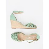Shelvt Green wedge sandals with cubic zirconia | Shoptok.si