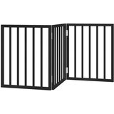  Vrata za pse s 3 panela sklopiva crna 150 cm od drva topole | Eponuda.com