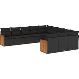  The Living Store Vrtna sedežna garnitura 11-delna z blazinami črn poli ratan - Vrtna Sedežna Garniture, (21443227) | Shoptok.si