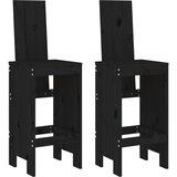  Barski stolci 2 kom crni 40 x 42 x 120 cm od masivne borovine | shoptok.hr