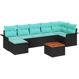 vidaXL Vrtna sedežna garnitura z blazino 8 pcs Črna poli ratan, (5000142903) | Shoptok.si