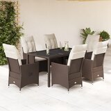  7-dijelni vrtni blagovaonski set s jastucima poliratan smeđi Smeđa 150 x 90 x 75 cm | shoptok.hr