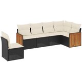  6-dijelni set vrtnih sofa s jastucima crni od poliratana | shoptok.hr