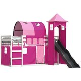  Krevet na kat s toboganom i zavjesama ružičasti 90 x 200 cm | shoptok.hr